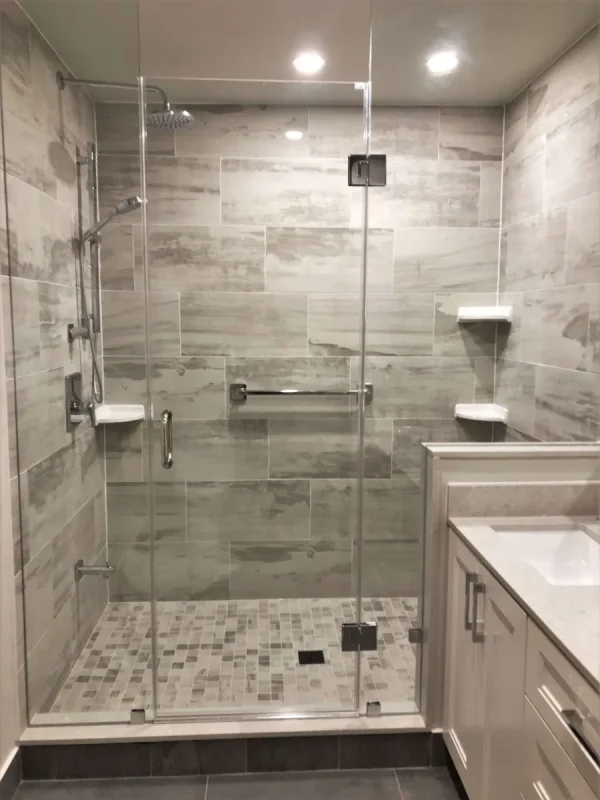 Toronto Bathroom Renovation with Custom Shower Door completed in 2018